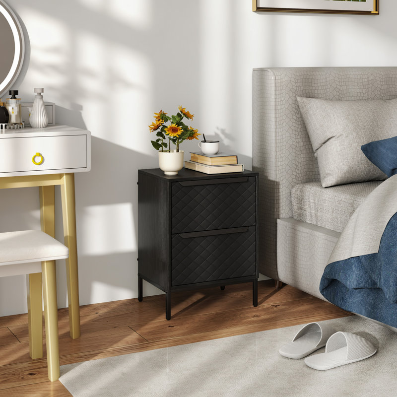 40cm W Bedside Table, Black