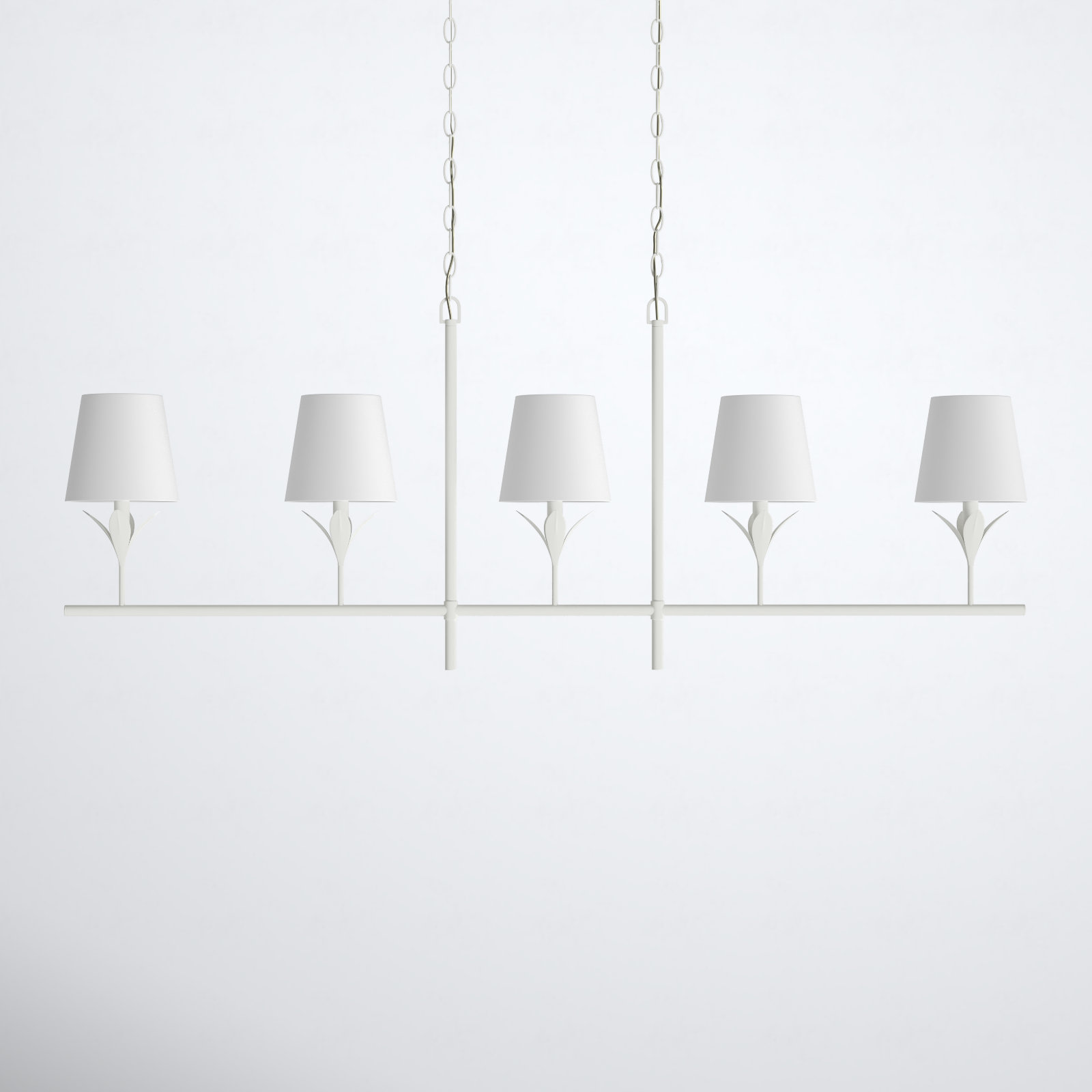 5 - Light Dimmable Kitchen Island Chandelier, Matte White