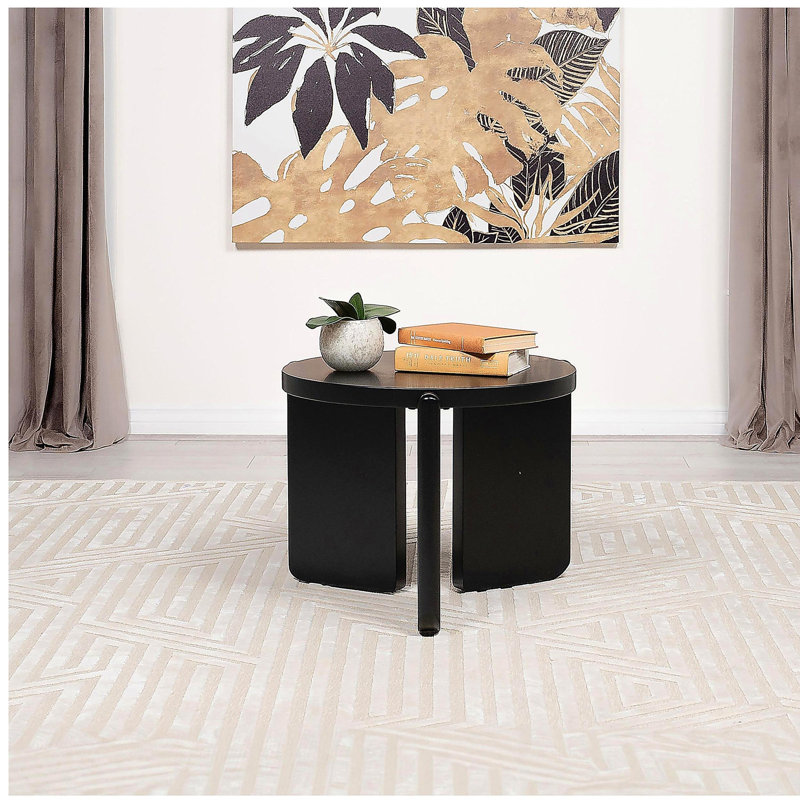 Harrison Black Round Solid Wood End Table