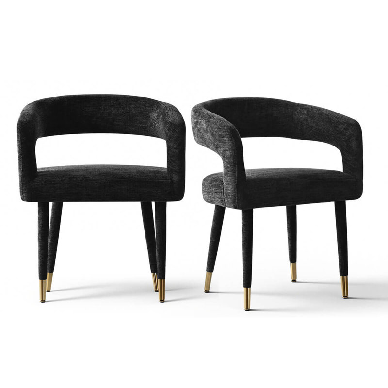 Fauteuils de salle à manger en tissu texturé Hennigan , Noir