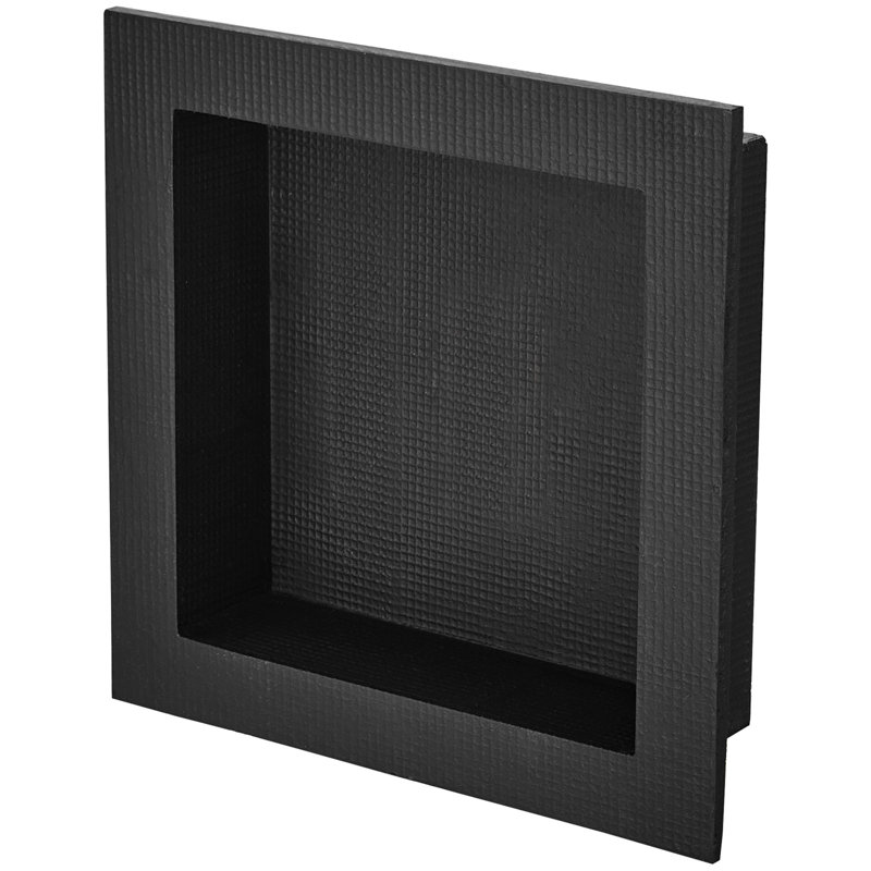 Niche de douche prête pour le carrelage 16 po x 16 po, organisateur à tablette simple, coins carrés encastrés au mur, niche de rangement scellée à savon moderne pour salle de bain
