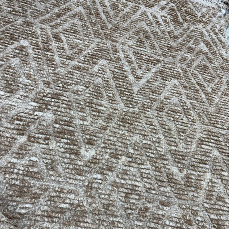 Hand Knotted Wool Geometric Rug, Rectangle 5' x 8'