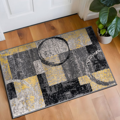 Bionda Geometric Yellow/Black/Gray Area Rug