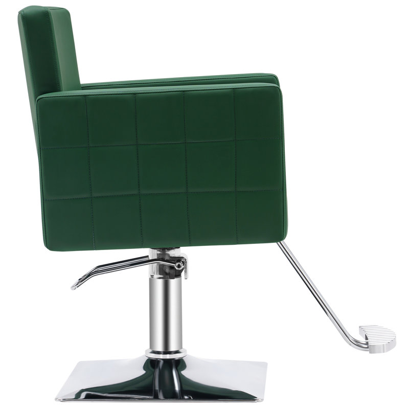 Spring Street 63.5cm W Faux Leather Hydraulic Barber Salon Chair with Metal Frame, Green