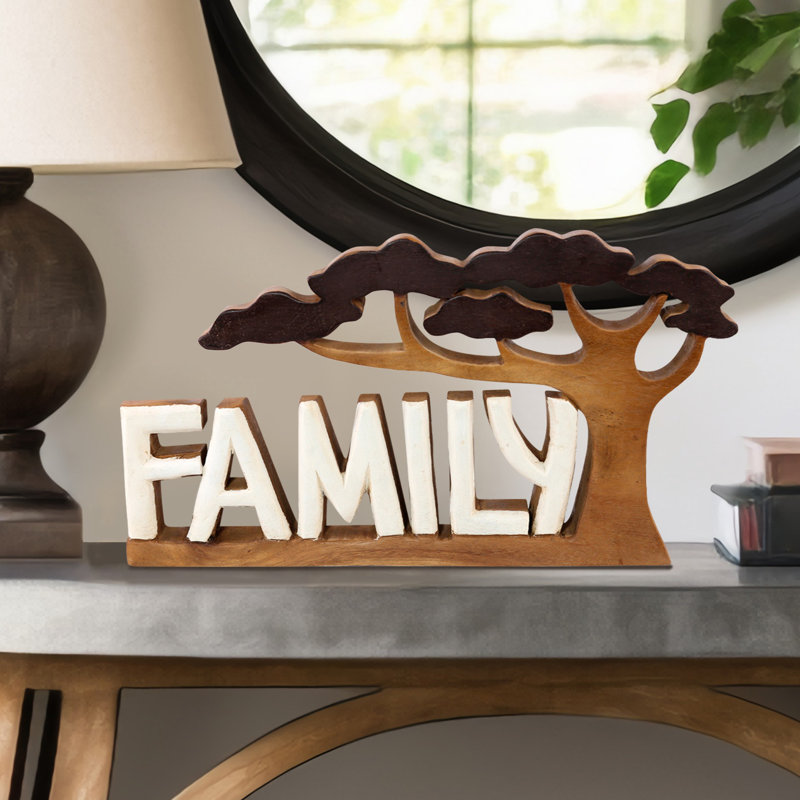 Emo Handmade Wooden FAMILY Word Sculpture – Tree of Harmony for Home Décor, Mother’s Day & Christmas Gift