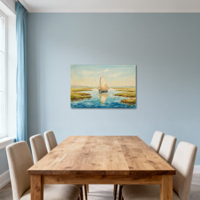 Paysage et nature voilier sur une eau calme avec des marais
