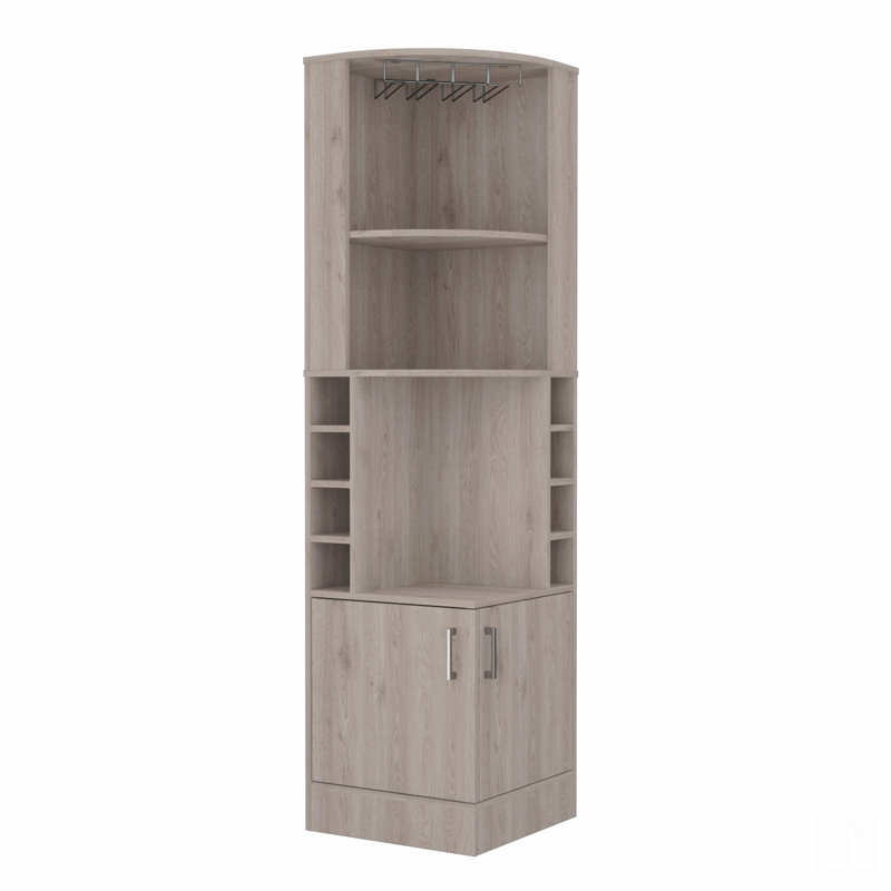 8-Bottle 2-Shelf Bar Cabinet, Gray