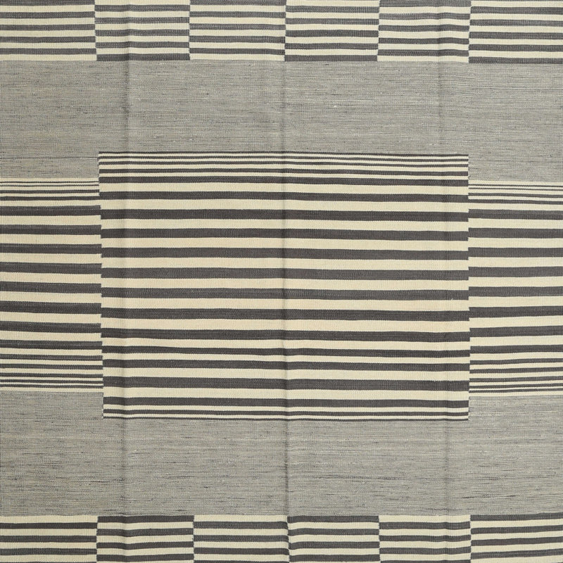 Tapis contemporain gris / noir, Carré 5 pi