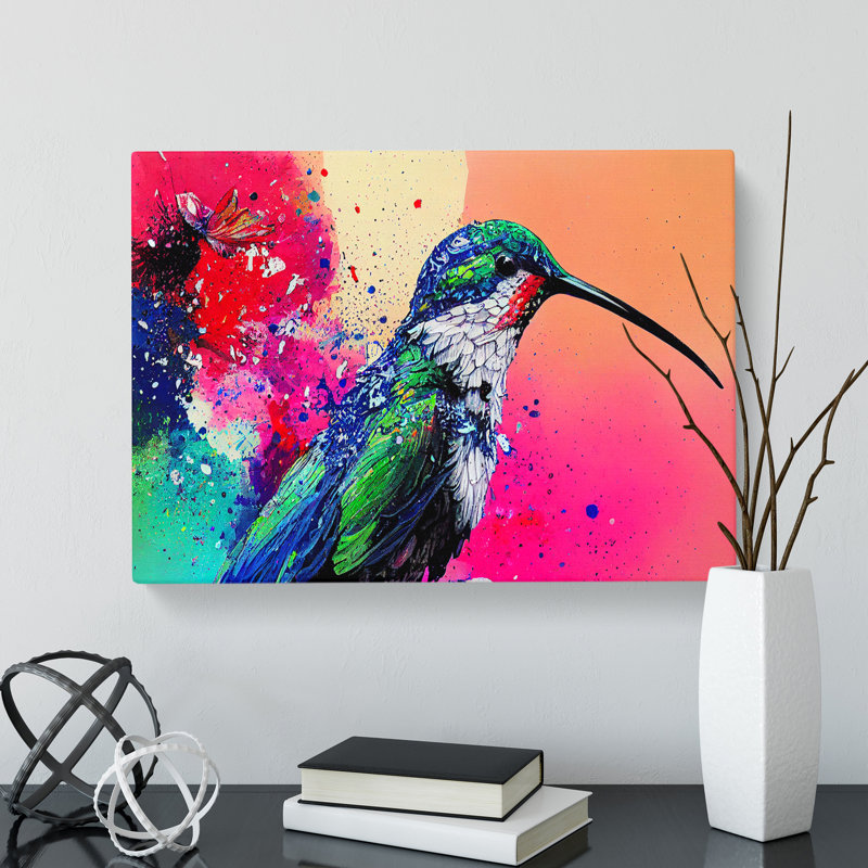 Painted Hummingbird Vol.3 Abstract - Wrapped Canvas, 50cm H x 76cm W x 3cm D