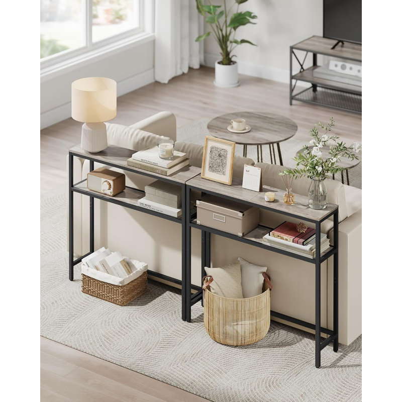 Narrow Entryway Table, Modern Entry Table, 31.50" H x 31.50" W x 7.90" D, Gray/Black