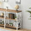 Table d'entrée de ferme avec tablettes de rangement, console de télévision industrielle, table de canapé en métal rustique, table de couloir de vestibule moderne pour le salon, chêne blanc et rustique