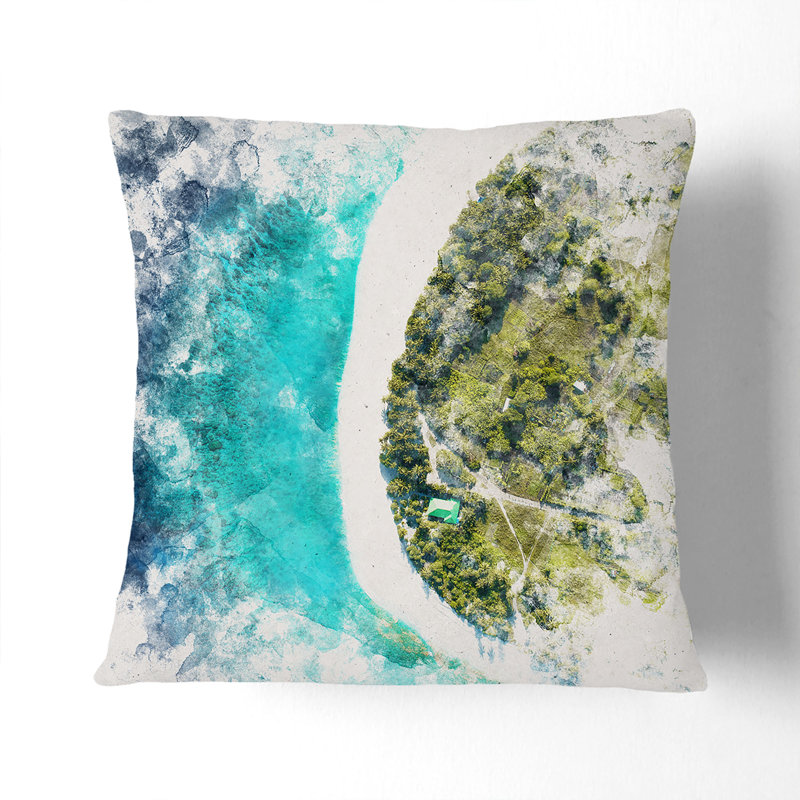 Saafu Point Rd in the Maldives Cushion with Filling, 40cm H x 40cm W x 15cm D, Stone