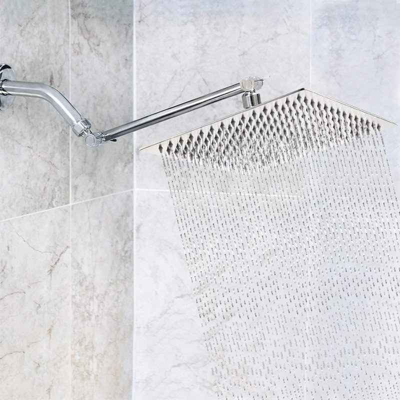 Pomme de douche à pluie carrée 10 po - Acier inoxydable et pomme de douche élégante en acier à eau améliorée, Silver