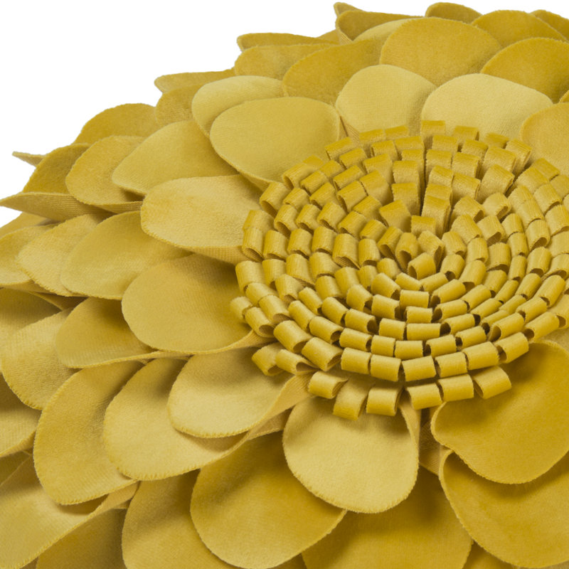  Housse de coussin décoratif à motif floral 3D, 14 po x 14 po, Jaune