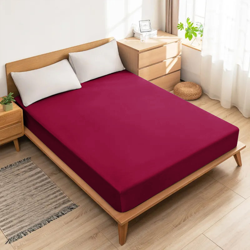 Lall Microfiber Brushed 25cm Deep Fitted Bed Sheet, Single (3'), Red