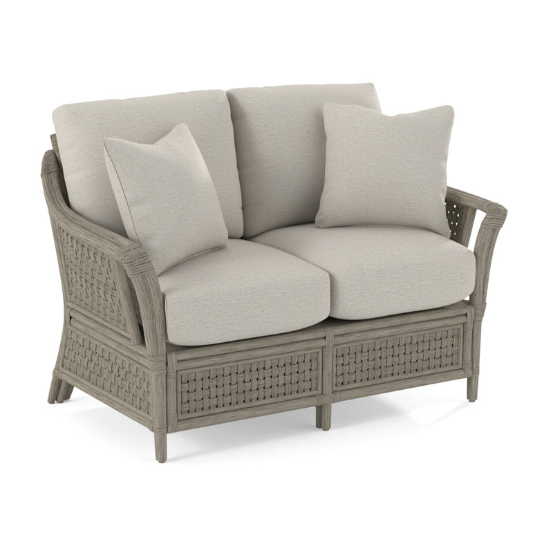 Boca 55'' Upholstered Loveseat, Stone Hearth, White Performance Fabric; 