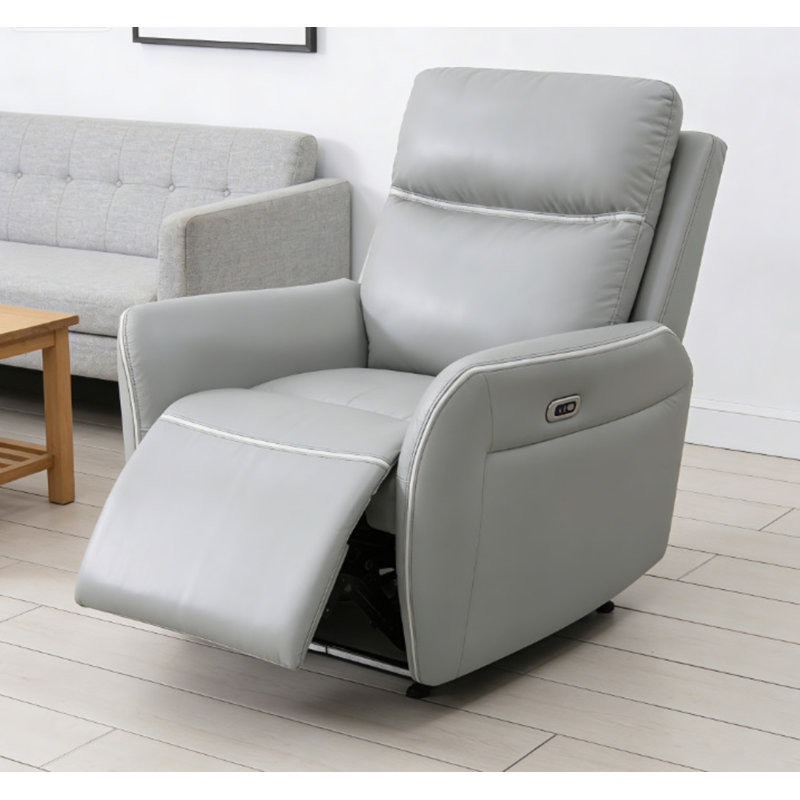 Deck Chairs Light Grey Breathing Leather Recliner