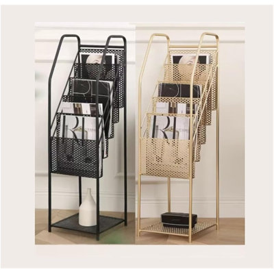 Porte-revues sur pied mobile en métal de grande capacité pour salon de chambre à coucher