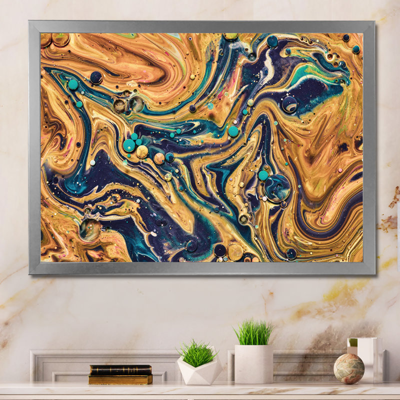«Brown and Blue Acrylique», reproduction d'art moderne et contemporaine sur toile, Impression argent sur toile encadrée