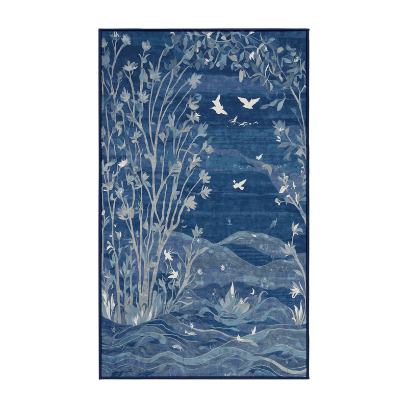 Tapis bleu soyeux et moelleux, Tapis de couloir 2 pi x 4 pi