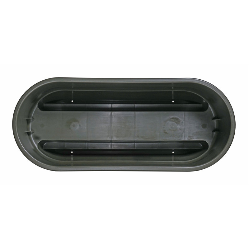 Black Rectangular Polypropylene Dual Rail Deck Planter, 24in