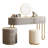 Jahnea Vanity-Elegant Set: Saddle Leather-Finished Top Vanity Table & Stool, Stainless Steel Support, Reversible Installation, and Dimmable LED Mirror-949619204