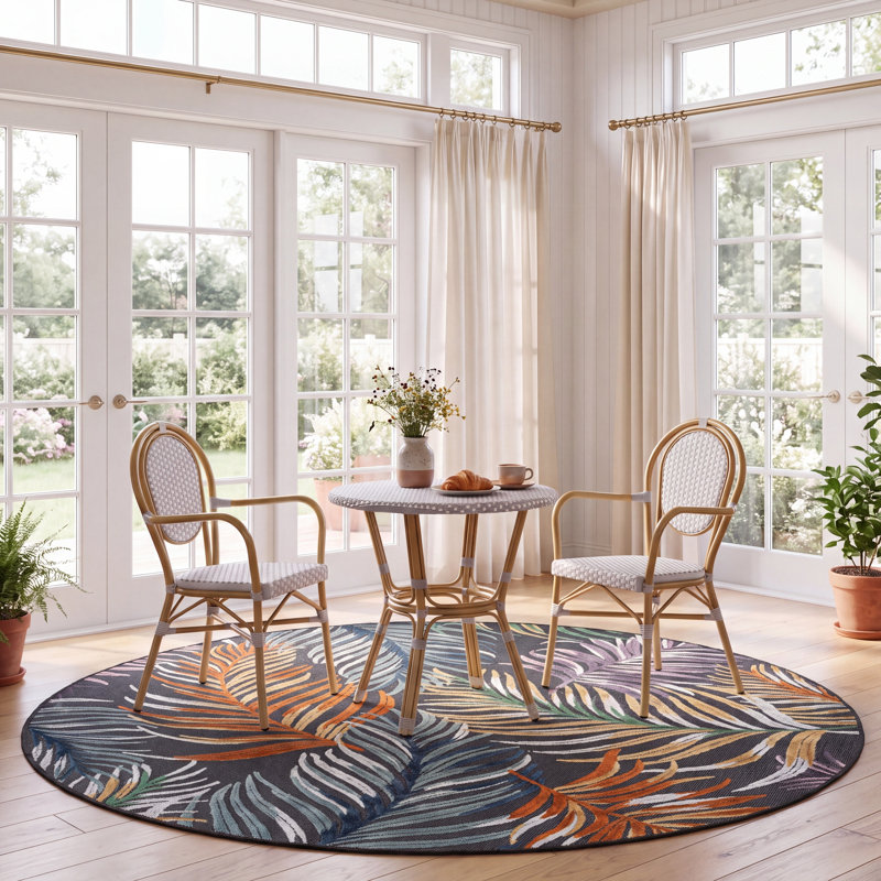 Tapis Cabana 445 à motif floral pour intérieur/extérieur, Round 6'-5