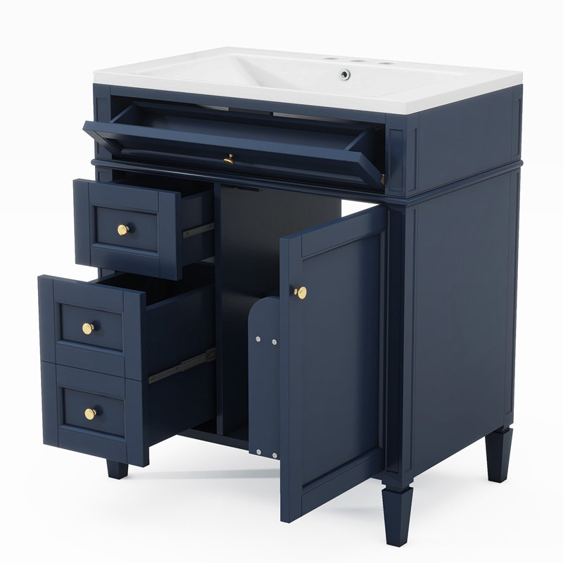 Meuble-lavabo de 30 po avec lavabo supérieur, Bleu