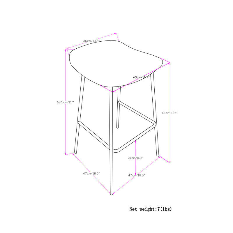 Tabourets rembourrés Dafney, Gris anthracite délavé, Tabouret de comptoir (siège d’une hauteur de 24