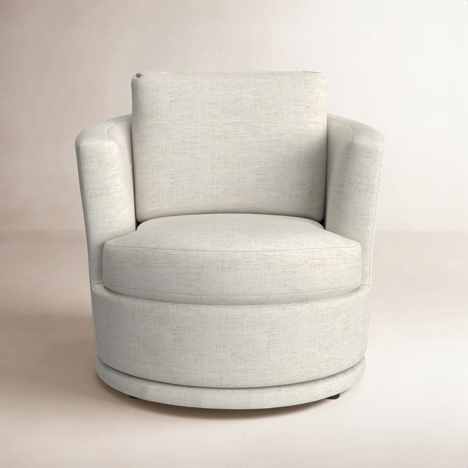 Upholstered Swivel Barrel Chair, Nomad Snow Crypton® Chenille