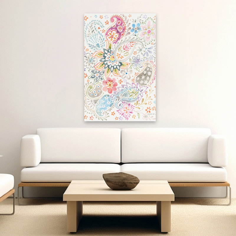 April Paisley - art bohémien bleu à pois bohémiens, H 60 po x l 40 po