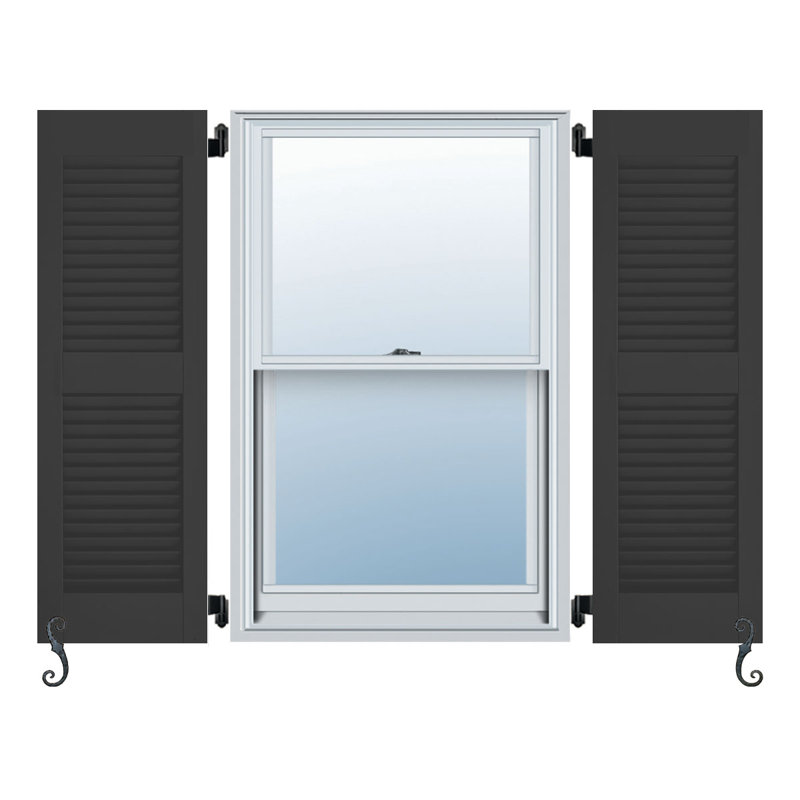 Paires de volets de colonial à persiennes architecturale meneau Atlantic, Noir, 20 po, 76 po