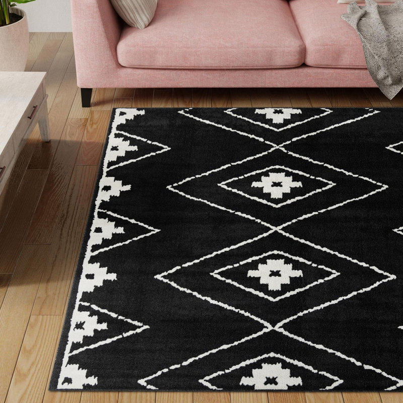 Latitude Run® Vefsna Nikolis Rug Black, Square 7'10"