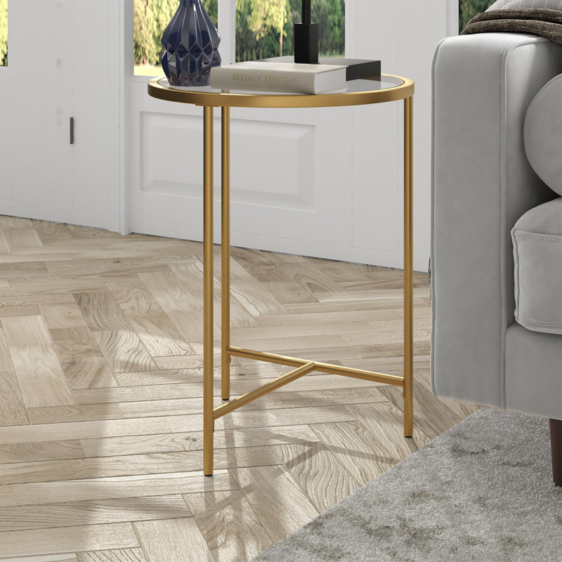 Berenson Glass Top End Table, Gold