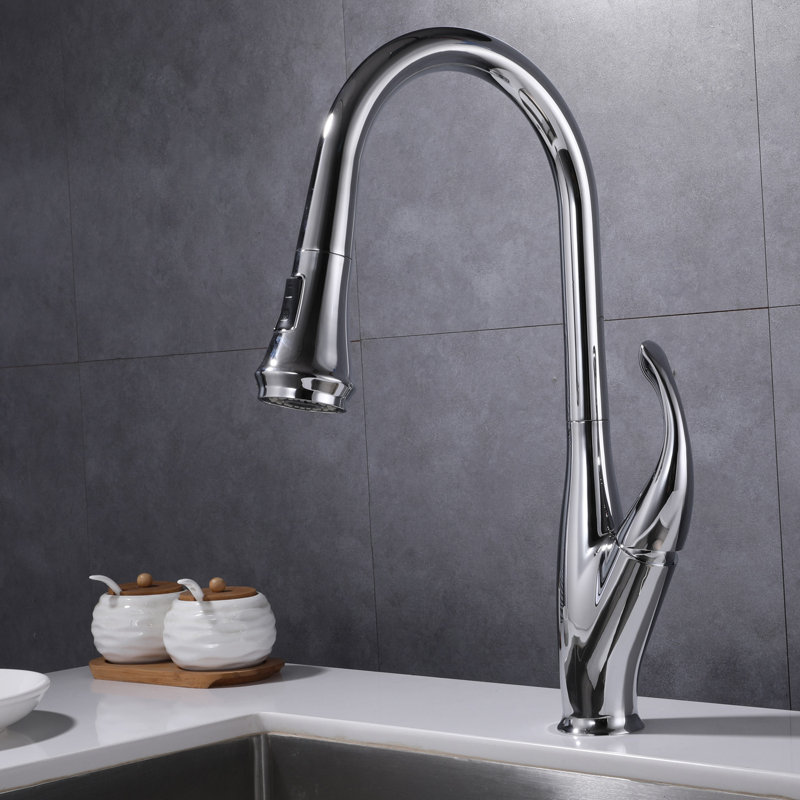 Single Handle Pull Down Kitchen Faucet , Chrome Plated