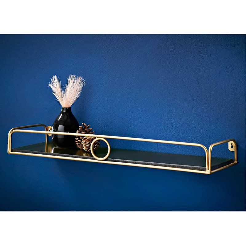 Columbiana Floating Shelf, 6.8cm H x 60cm W x 18cm D, Black/Gold