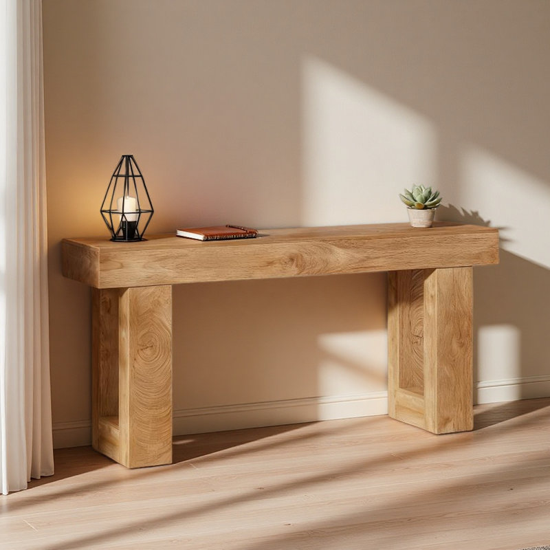 Wooden Console Table, Sofa Side Table, Living Room Table Rectangular Sofa Table Behind The Couch, Natural