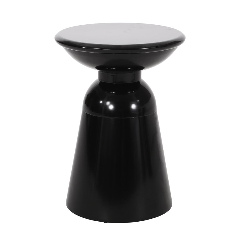 Grande table de bout d'extérieur moderne en métal - fer noir avec piédestal évasé et structure stable, 15 po x 15 po x 21,36 po, piédestal prêt à l'emploi, aucun assemblage requis