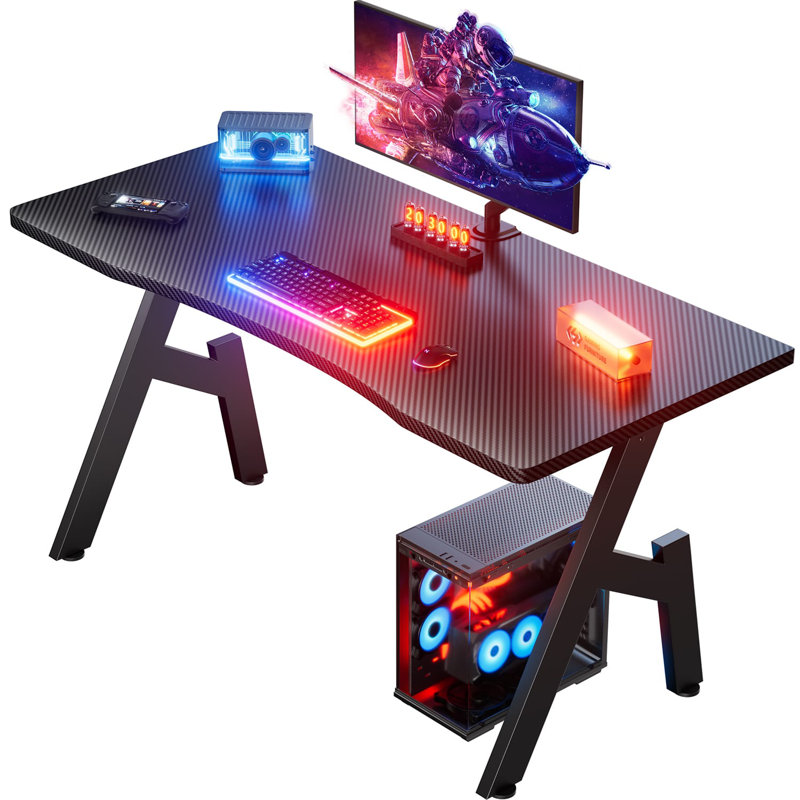 Armas Gaming Desk With Carbon Fibre Surface- A Shaped Gamer Desk Computer Workstation Home Office Ergonomic PC Desk Simple 32" Gaming Table Home Office Desks