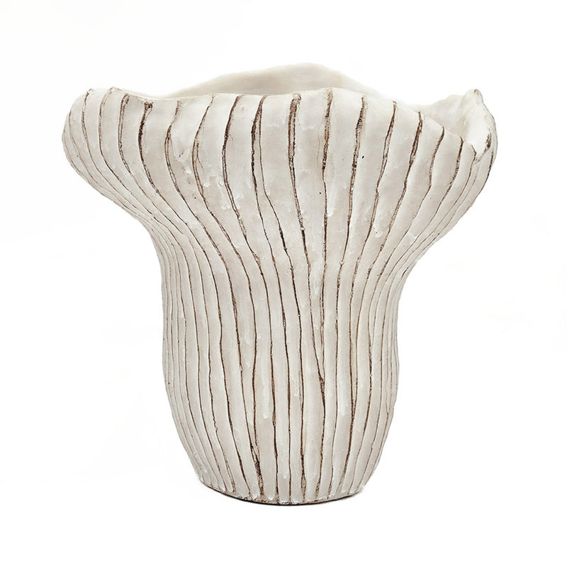 9.3X9x8.7" Sand And Cement Coral Planter With Textured Beige Finish