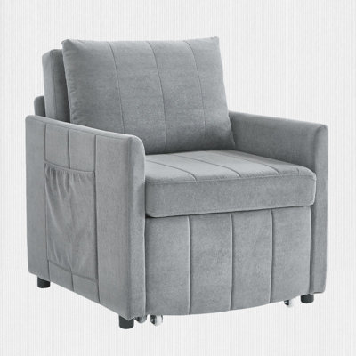 3-in-1 Convertible Accent Chair with Pillow, Adjustable Recline,Chenille Fabric