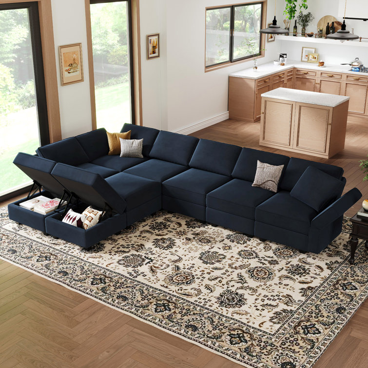 Wylodene 9 - Piece Velvet Reclining Sectional
