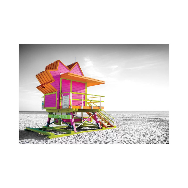 Pink Star,Lifeguard House Miami Beach Florida by Susanne Kremer - Wrapped Canvas Gallery-Wrapped Canvas Giclée