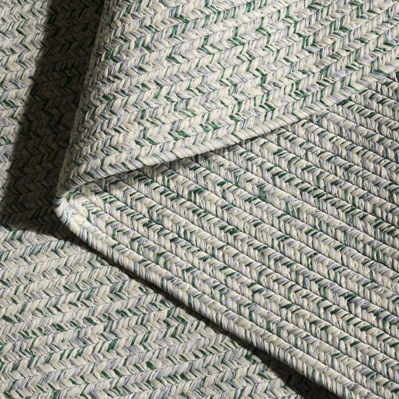 Tapis bleu foncé / ivoire tissé à la main Trombetta, Ivory/Green, Rond 5 pi