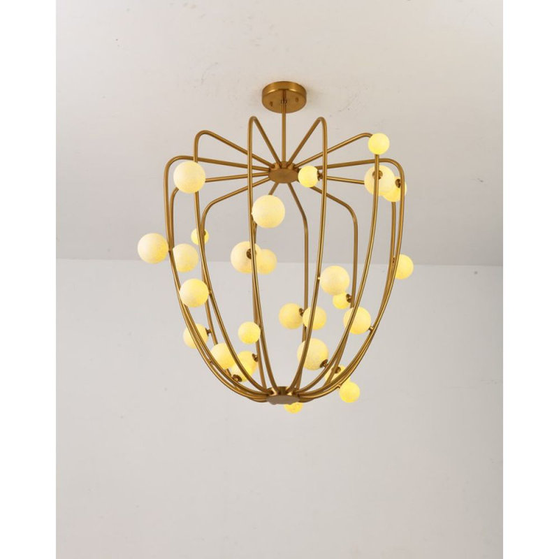 Lustre géométrique, Laiton brossé, Vert clair, 41" Width x 39" Depth x 34" Height