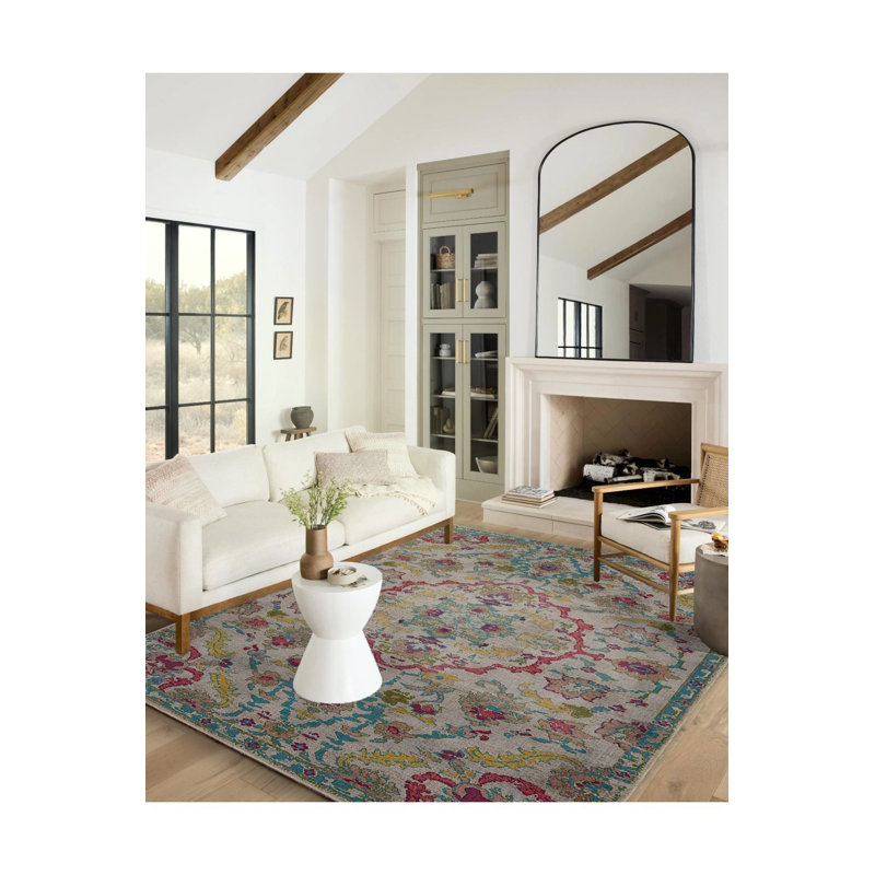 Tapis décoratif lavable à la machine multicolore, Sous-tapis rectangulaire de 3 pi 3 po x 4 pi 11 po