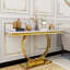 Console de luxe avec base en U en métal et plateau à texture brillante-1581396827