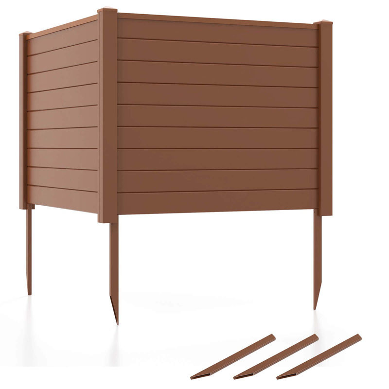 Costway 2 Pack 48" X 37.5" Air Conditioner Fence Screen Panel Kit With 3 Ground Stakes Brown