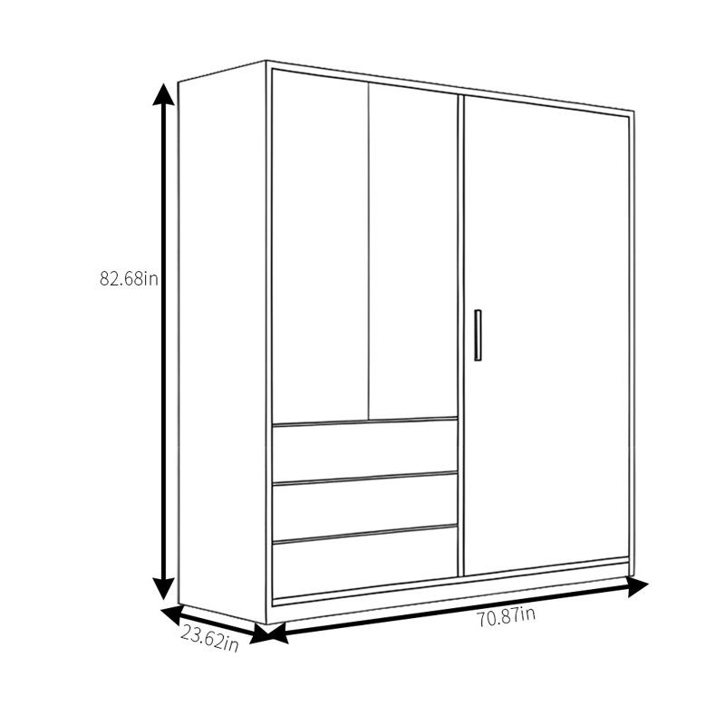 Garde-robe simple couleur noyer, H 83 po x l 71 po x P 24 po