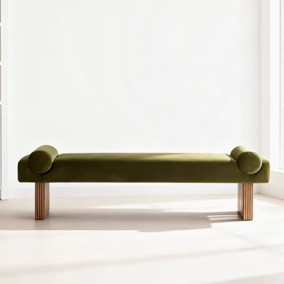 Green Solid Wood Upholstered Bench